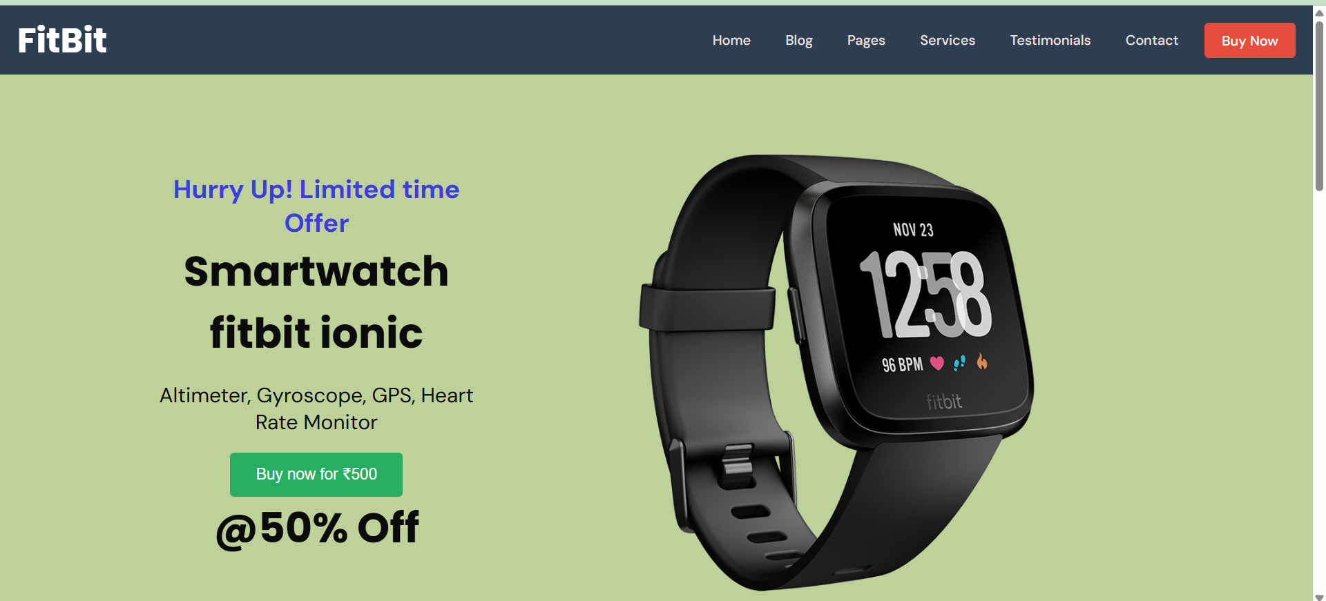 Digital Watch Landing Page